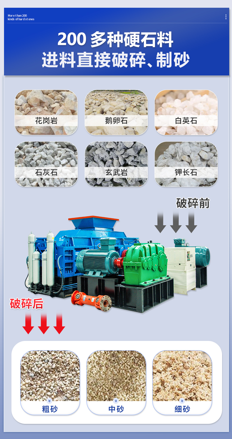对辊制砂机适应物料 对辊制砂机适应物料